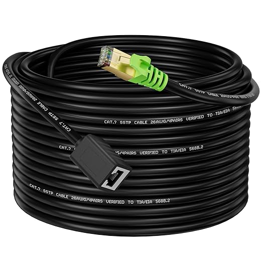 Ethernet Extension Cable 20ft, Network Cat6a Extension Patch Cable RJ45 Cords Shielded Male to Female Connector (20FT)