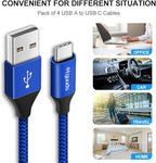 etguuds 6ft USB A to USB C Cable 3A Fast Charging, 2-Pack USB A to USB Type C Charger Cord for iPhone 16 15 Pro/Pro Max/Plus, for Samsung Galaxy S24 S23 S22 S21 S20 S10 A55 A54 Flip Note, Moto, Blue