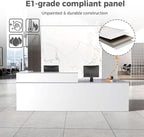 Reception Desk with Counter, Modern Front Desk Reception Counter with Keyboard Tray, Lockable Drawer and Storage Shelves for Office, Retail, Salon (White+Gray/Right, 71" L*24" W*39" H)