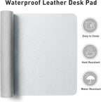 Aothia Leather Desk Pad Protector, Office Mat, Large Mouse Pad, Non-Slip PU Leather Blotter, Laptop Desk Pad, Waterproof Writing Pad for Office and Home (Barely Grey, 31.5" x 15.7")