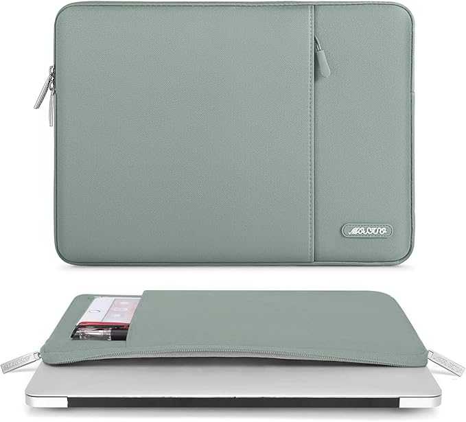 MOSISO Laptop Case 15 inch, 15 inch Laptop Sleeve Compatible with MacBook Air 15 M4 A3241 M3 A3114 M2 A2941 2025 2024 2023,Dell XPS 15,Polyester Vertical Computer Sleeve Bag with Pocket, Antique Green