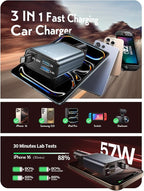 LISEN iPhone 16/15 Car Charger USB C Fast Charging Retractable,【60% Less Space,Mini】 57W Fast iPhone 16/15 USBC Type C Charger for 17 iPhone 16 15 Pro Max Plus，Samsung Galaxy S25/24 Z，Android