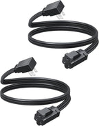 DEWENWILS Heavy Duty 3FT Extension Cord with 3-Prong Flat Plug, 15A/1875W 14/3 SPT-3 Flat Wire, Space Saving for Home Office Appliances & Electronics, ETL Listed, 2 Pack, Black