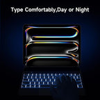 HOU for iPad Pro 13 inch Case 2024 with Keyboard (M4), iPad Pro 13 inch Keyboard with Multi-Touch Trackpad, 7 Colors Backlight, Easy-Set Magnetic Stand Bluetooth-Black