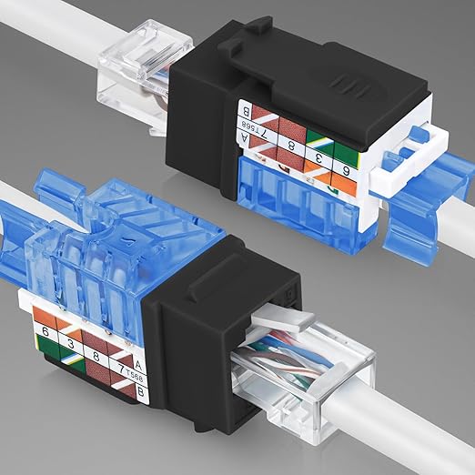 Everest 45° Angled RJ45 Cat5e Keystone Jacks 50-Pack in Black - Slim Profile Female RJ45 Connectors - Cat 5e Keystone Jack - Compatible with 45° Angled Speed Termination Tool - 45Term (B0BL3GS7ZY)