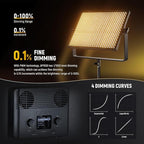 NEEWER 150W Bi Color LED Panel Video Light Kit, 1440 LEDs 49500Lux@0.5m 2500K-8500K CRI96+/TLCI97+ 0-100% Dimming APP/2.4G/Panel/DMX Control for Pro Studio Photography Recording Stage Lighting, AP150B
