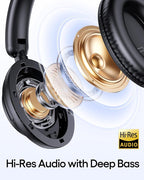 TAGRY Hybrid Active Noise Cancelling Headphones 100H Playtime Wireless Over Ear Bluetooth Headphone with Hi-Res Audio Fast Charging Comfort Earcups Headsets for Travel Home Office Phone PC Black