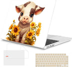 Mektron Compatible with M4 MacBook Air 15 inch Case 2025 A3241 2024 2023 M3 A3114 A2941 M2 Liquid Retina Display Touch ID, Plastic Hard Case & Keyboard Skin & Screen Protector - Cute Cow