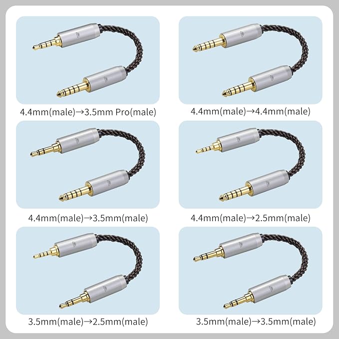 okcsc 3.5MM Male to 2.5MM Male Ultra Short Hifil Male to Male AUX Audio Cable OFC Pair Recording Cable Wire-Breakage-Prevention Design Adoption of 8-Core Braided Structure 5.82 inch