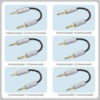 okcsc 3.5MM Male to 2.5MM Male Ultra Short Hifil Male to Male AUX Audio Cable OFC Pair Recording Cable Wire-Breakage-Prevention Design Adoption of 8-Core Braided Structure 5.82 inch