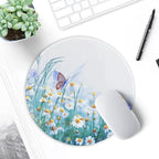 ITNRSIIET Round Mouse Pad with Stitched Edge Premium-Textured Waterproof Non-Slip Rubber Base Desktop Protection Mat Diameter 8.7 inches, Butterfly Chrysanthemum
