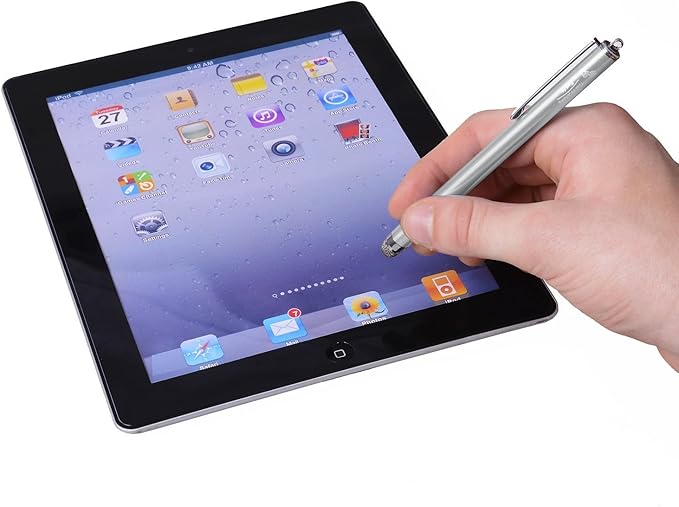The Friendly Swede Mesh Tip Stylus Pen for Touchscreen — 3-Pack Micro-Knit Capacitive Stylus Pen for iPad & iPhone with 3 Replaceable Fiber Tips, Elastic Lanyards & Screen Cleaning Cloth
