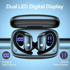bmani Wireless Earbuds Bluetooth Headphones 48hrs Play Back Sport Earphones with LED Display Over-Ear Buds with Earhooks Built-in Mic Headset for Workout Black