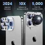 Uyiton Compatible with iPhone 16 Pro/iPhone 16 Pro Max Camera Lens Protector - [Not Easy to Break][Strong Adsorption][Case-Friendly] Metal Tempered Glass Rear Camera Screen Cover - White Titanium
