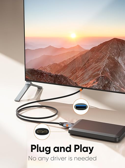 CableCreation USB C Hard Drive Cable 3FT, 5Gbps USB A/C to Micro B, USB 3.0 Cable Compatible with iPhone 15 Plus/15 Pro Max, WD, External Hard Drive, and Camera, Grey