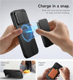 SURITCH for iPhone 14 Pro Case with Magnetic Camera Slide Cover and Adjustable Kickstand, Compatible with MagSafe, Shockproof Bumper Case Slim Protective Cover for iPhone 14 Pro 6.1 Inch, Black