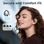 occiam Active Noise Cancelling Ear Buds Bluetooth Headphones Wireless Earbuds 90Hrs Playback Stereo Bass Earphones with Over-Ear Hooks IPX7 Waterproof Earbud for Sports Running Gym Workout Black