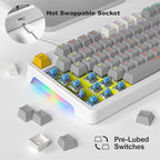 AK96 Smart Mechanical Keyboard Gaming, 96 Keys Full Size with LED Colorful Backlit, Clicky Creamy Sounding, USB Wired Computer Keyboard with Volume Knob for PC, Mac, Windows(Grey)