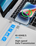 ZBF Magnetic Charging Cable 3A Fast Charging (4-Pack, 3.3/3.3/6.6/6.6 ft) 3 in 1 Magnetic Phone Charger, 480Mbps Data Transfer, USB A to Type C Charger Cable USB-C/Iproduct Micro USB Device - Silver