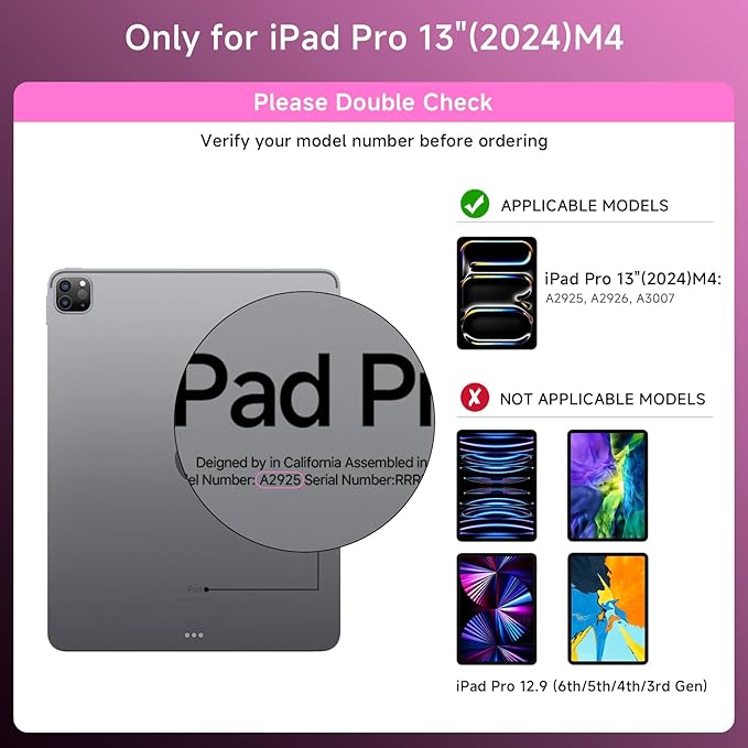 Transparent Case with Keyboard for 2024 iPad Pro 13 inch (M4), iPad Pro 13,7-Color Backlit,Magic Wireless Keyboard, 360°Rotating,Multi-Touch trackpad,Pencil Holder,with Shortcuts,Pink