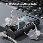 BASN Mix-PD in Ear Monitor,1Planar Driver + 1Dynamic Driver HiFi IEM Earphones with CNC Crafted Metal Cover, Wired 0.78mm 2-Pin Silver Plated Detachable Cable for Musicians (Metallic Grey)