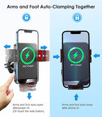 Wireless Car Charger, MOKPR 15W Fast Charging Auto-Clamping Phone Mount Air Vent Cell Phone Holder Compatible with iPhone 16 15/14/13/13 Pro/12 pro/12, for Samsung Galaxy S23/S22/S21/S20, Red