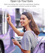 A50 Clip on Earbuds, Bluetooth 6.0 Wireless Open Ear Headphones w/5.3g Weightless Comfort,48H Playtime,3D Soundstage,Clear Call Mics,IPX5,Multipoint Connection,Fit for Workout Rose Glod