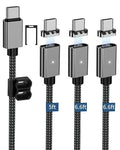ZBF 100W USB C Magnetic Charging Cable,Magnetic Charger Cable for USB C to C(3 Pack, 5/6.6/6.6FT) 480Mbps Data Transfer, 5A Fast Charging for Phone 17 16 15 14,13 Pro Max,MacBook Pro Pad Galaxy S22