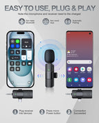 PQRQP 3 in 1 Professional Wireless Lavalier Microphone for iPhone, Android, Camera, Wireless Microphones, Mini Microphone, Crystal Clear Sound Quality for Recording, Live Streaming, YouTube, TikTok