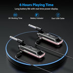 LEKATO Wireless Guitar System UHF Wireless Guitar Transmitter Receiver Rechargeable Audio Bass Cable with 70 Channels for Bass Electric Instruments(Pink)