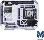 MegaPC X-Era Open-Frame Mid-Tower Micro-ATX/Mini-ITX Gaming Case – Tempered Glass Panels, High Airflow, ARGB Lighting, USB-C Port (Black/White/Print Stream, with Fans Only)