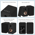 LONPOO Blueooth Computer Speakers for Desktop PC and Laptop, Plug-N-Play, 30W RMS Active Bookshelf Speaker with 3-Inch Full Range Speaker,Support USB Playback,Aux-in and 3.5mm Earphone Port