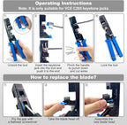 VCELINK Speed Termination Tool for VCE 90-Degree Keystone Jacks Punch Down Network Tool Kit with 20-Pack CAT6 Keystone Jacks UL-Listed, 25-Pack RJ45 Connectors, 1-Pack Mini Wire Stripper