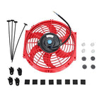 2PCS 10 inch Slim Fan Push Pull Electric Radiator Cooling 12V 80W Mount Universal Kit Red