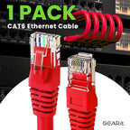 GEARit Cat 6 Ethernet Cable (1-Pack 25 Feet) Cat6 Network Patch, 10Gbps, RJ45, Snagless Cord, Gold-Plated Connectors, Internet for PC, TV, Tablet, Router, Printer, Servers, IT Data Center - Red