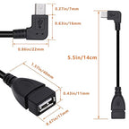 90 Degree Mini USB to USB A OTG Adapter Cable 5.5in Right Angle Mini USB 5-Pin Type B Male to USB Type A Female Adapter Cord for Digital Cameras,Black,14cm(2 Pack,Right)