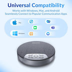 Bluetooth Conference Speakerphone with 4 Mics, AI Noise Reduction, 360° Voice Pickup, 2600mAh Battery, Bluetooth/USB-C/Dongle, Daisy Chain for Large Rooms, Compatible with Zoom/Teams/Skype
