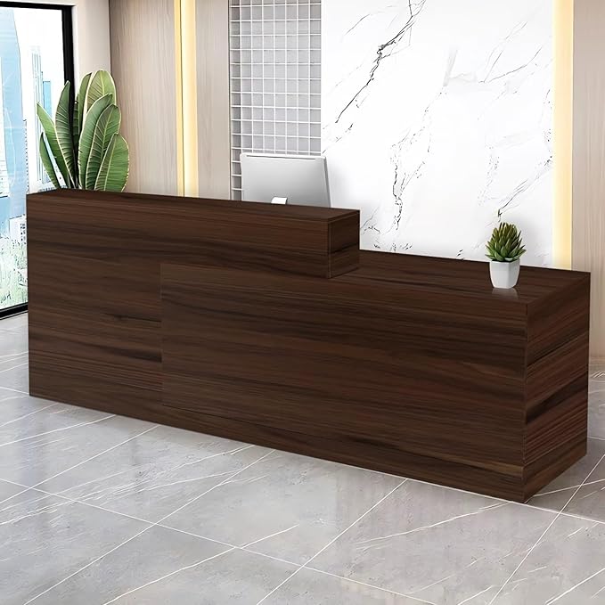 Reception Desk with Counter Modern Checkout Counter with Lockable Drawer Keyboard Tray Receptionist Desk for Office Salon Reception Table B Right 47inch/120cm