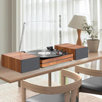 Vinyl Record Player with Speakers Vintage Turntable for Vinyls Records External Speakers Belt-Driven Turn Table Support 3-Speed Wireless Playback Headphone AUX-in LP Phonograph Audio Sound Wood Red