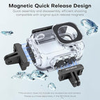 REYGEAK Waterproof Case for DJI Osmo Action 5Pro/4/3,164FT/50M Underwater Protective Housing Dive Kit,Diving Housing Cover Shell with Magnetic Quick Release Interface.