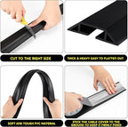 Pangda 10 FT Floor Cable Cover Heavy Duty Cord Cover Protector Power Cable Protector Soft Extension, Organize and Protect Wire on Floor for Home Office or Outdoor Settings (Black)