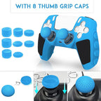 SIKEMAY Anti-Slip PS5 Controller Skin, Soft Thicken Non-Slip Studded Silicone Gel Grip Protective Cover Case for PlayStation 5 Controller Grip, 2 Pack with 8 x Thumb Grip Caps