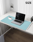 Leather Desk Pad Protector, Mouse Pad, Office Desk Mat, Non-Slip PU Leather Desk Blotter, Laptop Desk Pad, Waterproof Desk Writing Pad for Office and Home (Teal, 31.5" x 15.7")