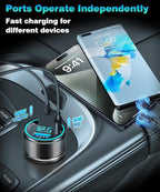 2 Packs of 66W USB C Car Charger 4 Port Car Charger Adapter with 30W PD, 3.1A Aluminium Alloy Car Cigarette Lighter USB Charger with LED Voltmeter Compatible with Phone 15 14 13