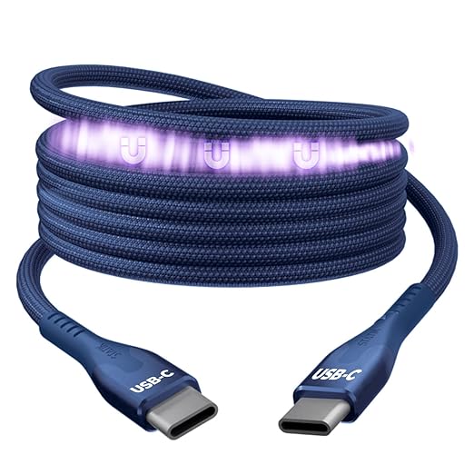 Statik MagStack Pro USB C to USB C Cable, Magnetic Type C Charger Fast Charging Cord, On The Go Magnetic Charging Cable for Car, Compatible with 16 Pro Max, 15, Galaxy S21 S20 Ultra, Navy 100W 3FT/1M