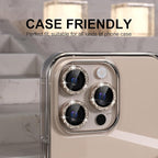 Choiche Compatible for iPhone 16 Pro/iPhone 16 Pro Max Camera Lens Protector Bling, 9H Tempered Glass Camera Cover Screen Protector Metal Ring Decoration Accessories(Glitter-Titanium Desert)