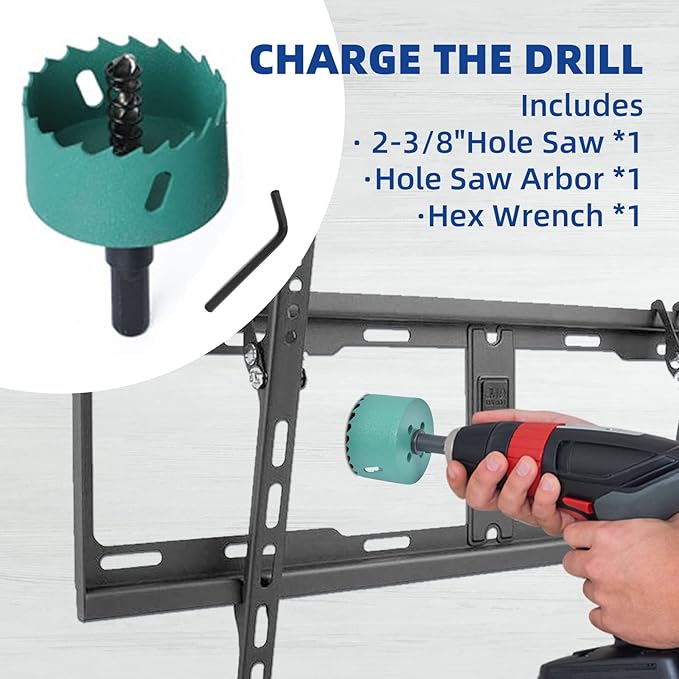 TV Wire Hider Kit for Wall Mount TV, White in Wall Cable Management Kit, Includes 2 Pass Throughs and Hole Saw Drill Attachment for Easy Install(Black) (RO-YCX-2P-BK)