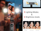 C13D 53" Selfie Stick Tripod with Fill Lights, Bluetooth Remote – Detachable Phone Mount, Dual Light Modes, for iPhone, Android, GoPro & Camera