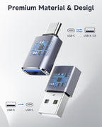 LERTOSN 4 Pack USB to USB C Adapter, USB 3.0 & USB C to USB A Adapter, OTG Converter for iPhone 16/15/14, MacBook Pro/Air 2024, Samsung S25/S24, Car Charger,Fast Data Transfer & Charging