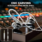 BASN Metalen PRO 4 Drivers in-Ear Monitors Headphones for Musicians, Noise Isolating Enhanced Bass Sound Earphones with CNC Metal Craft Shell, Wired Upgraded Detachable MMCX Cables(Gloss Black)